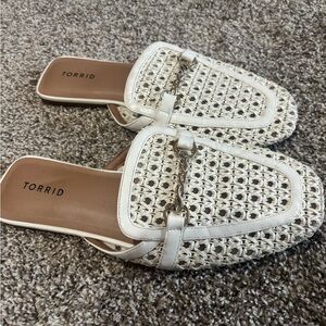 Torrid White Perforated Mules